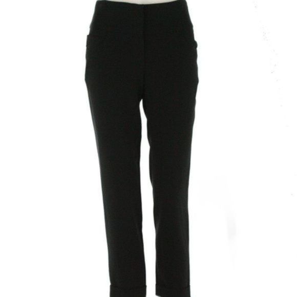 MOSCHINO Black Woven Cuffed Pants Size 6 - Picture 1 of 5